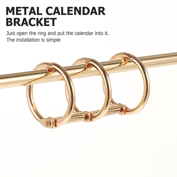 Pretyzoom Portable Metal Desk Calendar Support Bracket in Golden for Office and Home Use