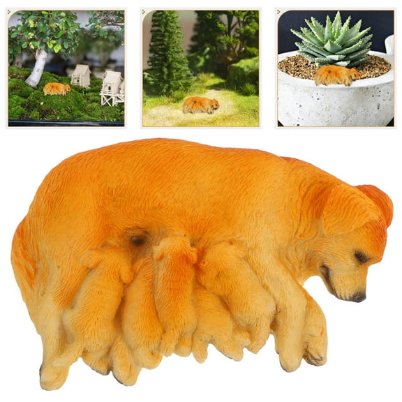Pretyzoom Miniature Dog Statue Resin Khaki Outdoor Dog Statue 1Pack