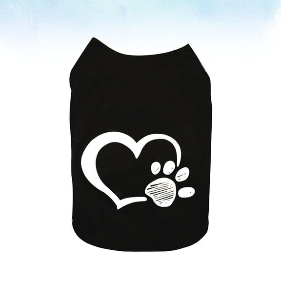 Pretyzoom Comfortable Black Dog Vest with Heart Footprint Pattern for Special Occasion Wear