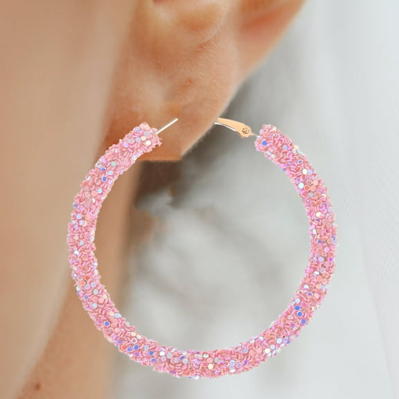 Pretyzoom 1 Pair Fashion Big Round Loop Earrings for Women