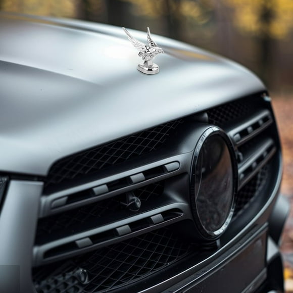 Pretyzoom Eagle Shape 3D Car Hood Ornament Plastic Silver 1Pcs 4.7x3.9x3.5in For Vehicle