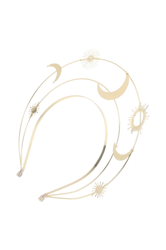 Golden Three Layer Sunburst Halo Crown Headpiece for Wedding Prom Party Decoration