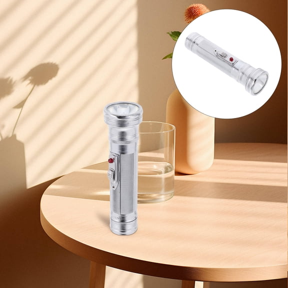 Pretyzoom Emergency Retro Flashlight Silver Iron for Power Outages 1Pcs