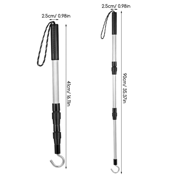 Pretyzoom Loft Ladder Pole with Hook Telescoping Aluminum Attic Pull Down Rod for Home Garage and Rv Use