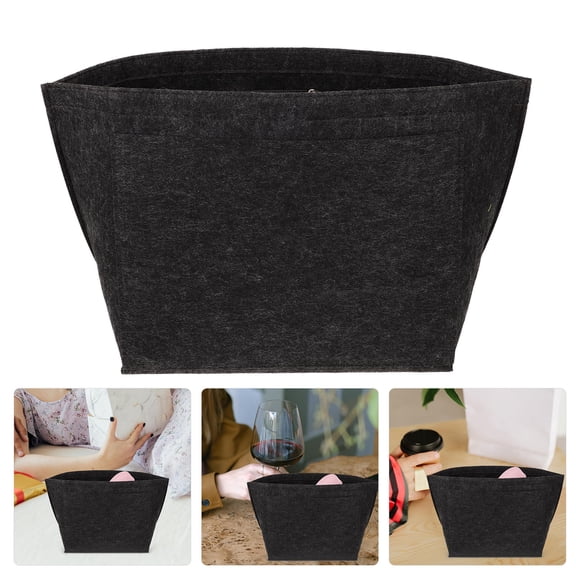 Pretyzoom Dark Grey Felt Purse Insert Organizer for Handbags Tote Bag Makeup Bag Liner