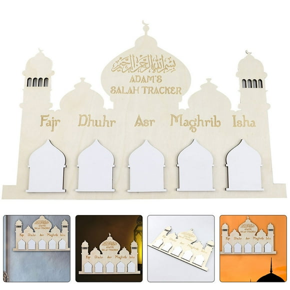 Pretyzoom Festival Countdown Calendar Wall Countdown Calendar Wooden Khaki Traditional Style for Ramadan 1Pack