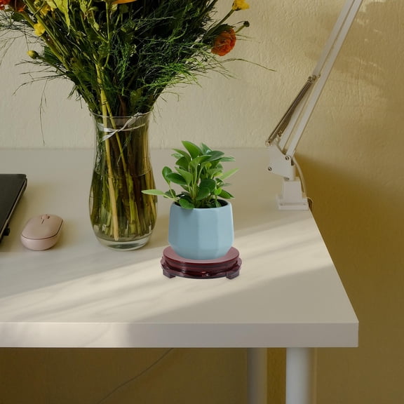 Pretyzoom Fish Tank Wood Pedestal Wooden Base Dark Red Display For Homeowners 1Set