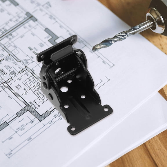 Pretyzoom Black Metal Folding Table Leg Hinge with Self Locking Invisible Design