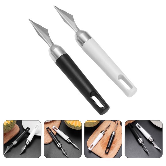 Pretyzoom Fruit with Stainless Steel Blade and Plastic Handle for DIY Food Crafts Silver 2pcs