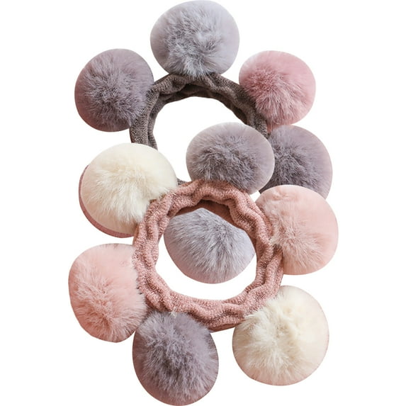 Pretyzoom 2-Pack Plush Hair Accessories for Girls, Soft Hair Holders in Assorted Colors, Stylish and Comfortable