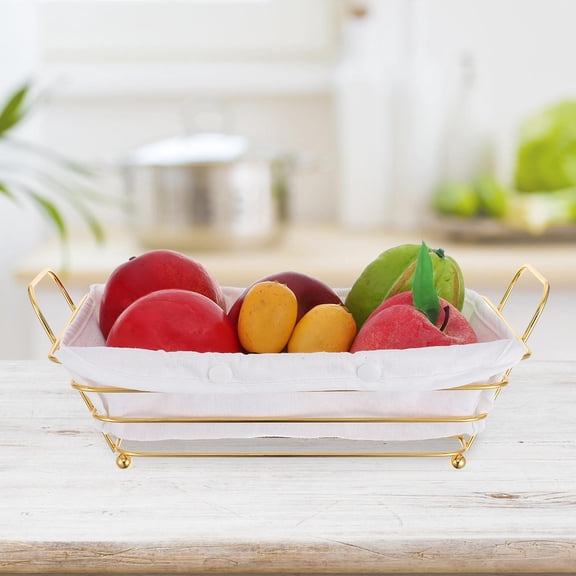 Pretyzoom Elegant Golden Iron Wire Basket for Bread Fruit Storage and Decorative Food Display