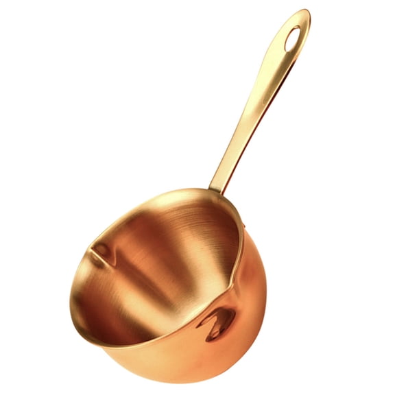 Pretyzoom Golden Stainless Steel Small Sauce Pot with Handle Multiuse Pour Oil Pan for Home