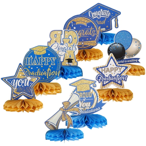 Pretyzoom Grad Party Honeycomb Centerpieces 9Pcs Classical Graduation Themed Table Decoration