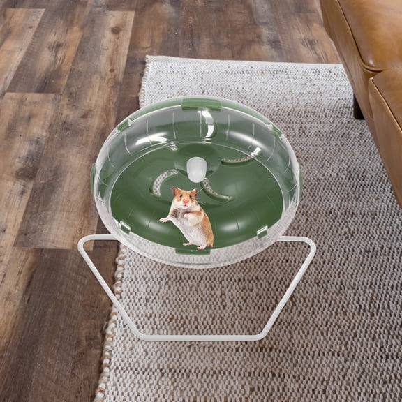 Pretyzoom Silent Gerbil Wheel in Dark Green for Small Pets Exercise and Boredom Relief
