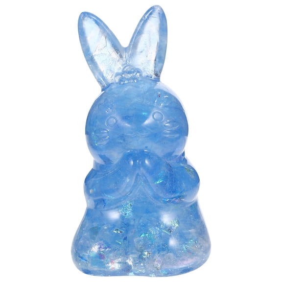 Pretyzoom Crystal Rabbits Figurine Blue Crystal Stone Desktop Decor 2Pcs