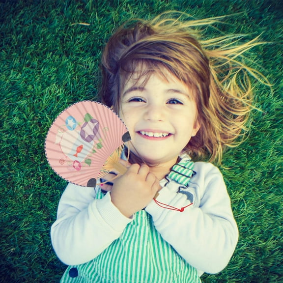 Pretyzoom Japanese Hand Fan Paper Fan Bamboo Double Sided Decoration 1Set