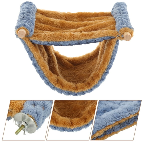 Pretyzoom Pet Hammock Bed for Hamsters Blue Coral Fleece Jumping Platform 1Set