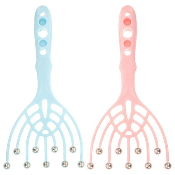 Pretyzoom 2Pcs Assorted Color Rolling Ball Head Massager for Scalp Neck and Shoulders