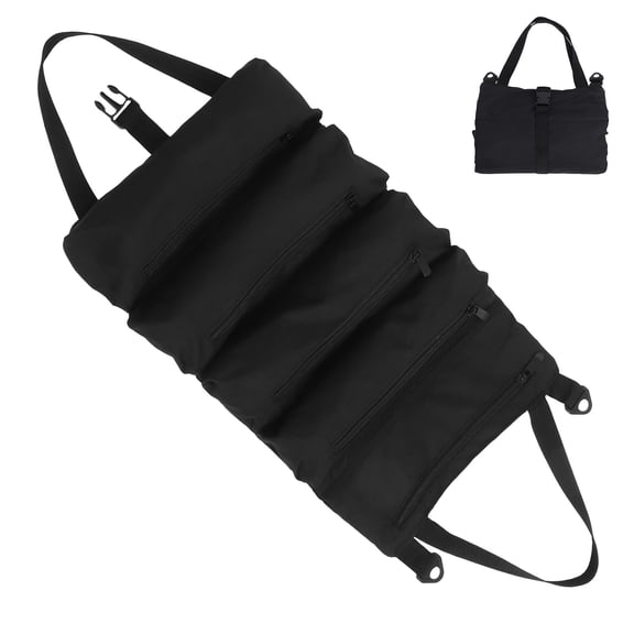 Pretyzoom Portable Black Canvas Hanging Tool Bag Large Capacity Storage Case for Electrician Tools