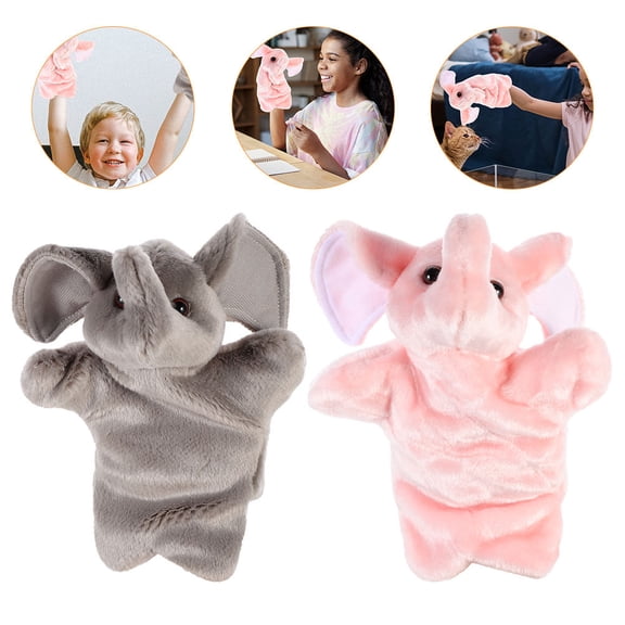 Pretyzoom Vocabulary Practice Cartoon Elephants Hand Puppet Pink 2pcs