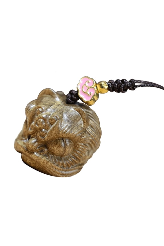 Lion Keychain Charm Pendant Multi Nanmu 1Set for Phone Hanging Adorn
