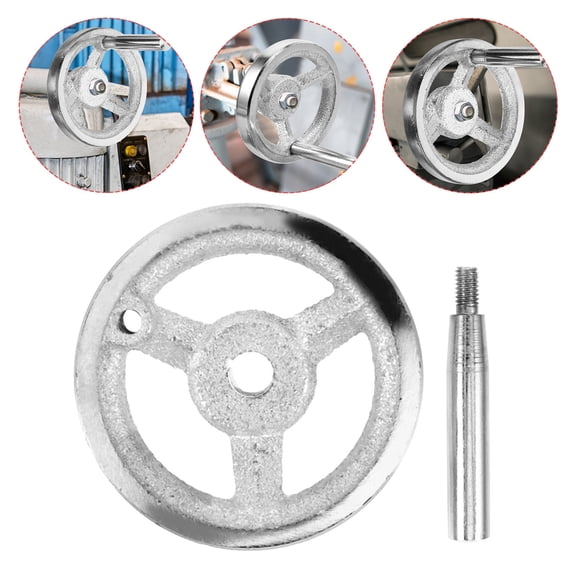 Pretyzoom Plated Silver Metal Handwheel with Revolving Knob Handle for Machine Tools Durable Carbon Steel