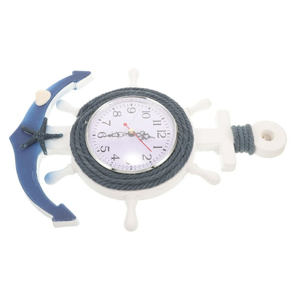 Pretyzoom Mediterranean Style Boat Wheel Wall Clock  Coastal Beach Theme Nautical Rudder Decor 1 Piece
