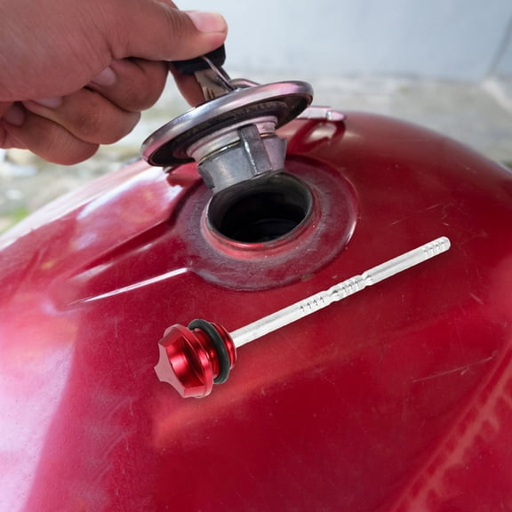 Pretyzoom Red Aluminium Motorcycle Oil Tank Fill Replacement with High Precision Gauge
