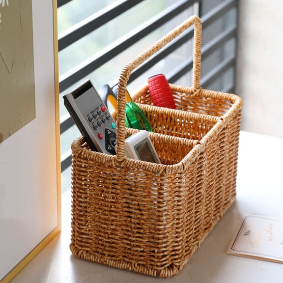Pretyzoom Compact Plastic Silverware Organizer Woven Basket for Kitchen and Dining