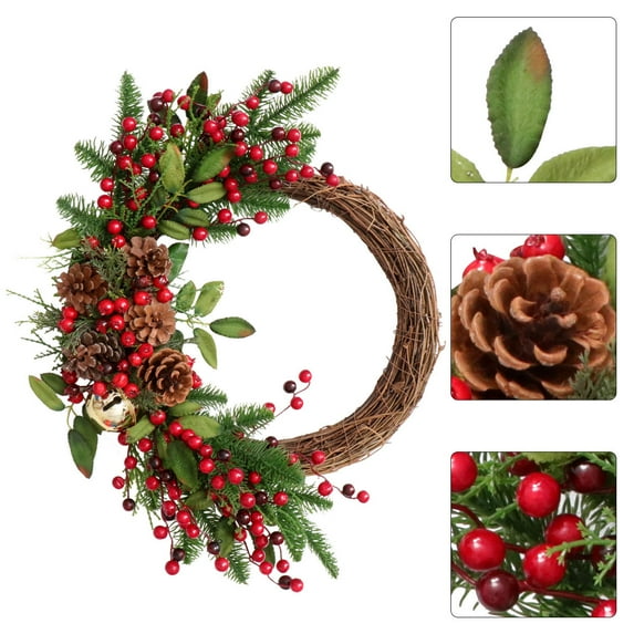 Pretyzoom Bauble Wreath Xmas Gar Door Hanging Decor Multi Plastic Holiday Wreath Decor 1Pcs