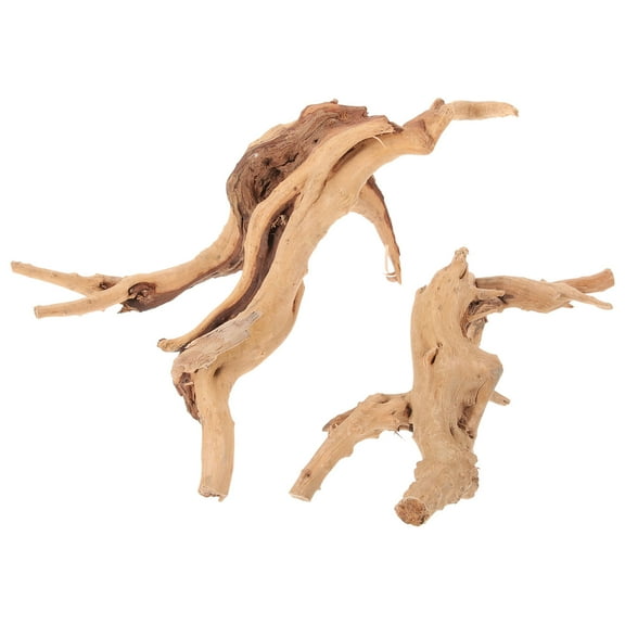 Pretyzoom Natural Driftwood for Fish Tank 2pcs Beige Wood Decor Adds Realistic Touch to Aquarium Landscape