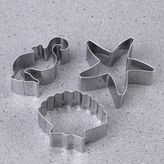 Pretyzoom 3Pcs Stainless Steel Cookie Cutters Ocean Theme Easy to Use Kitchen Baking Tools