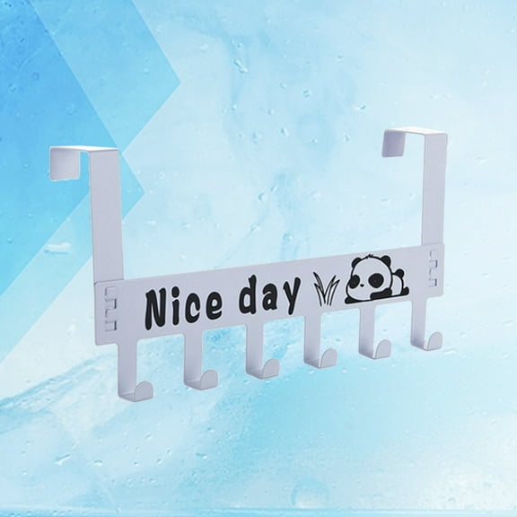 Pretyzoom Over Door Hook Storage Rack White Metal Holder with 6 Hooks for Home and Office