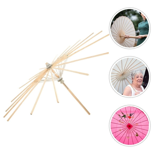 Pretyzoom Practical Beige Paper Umbrella Support Frame for Folding Umbrella Replacement and Decor