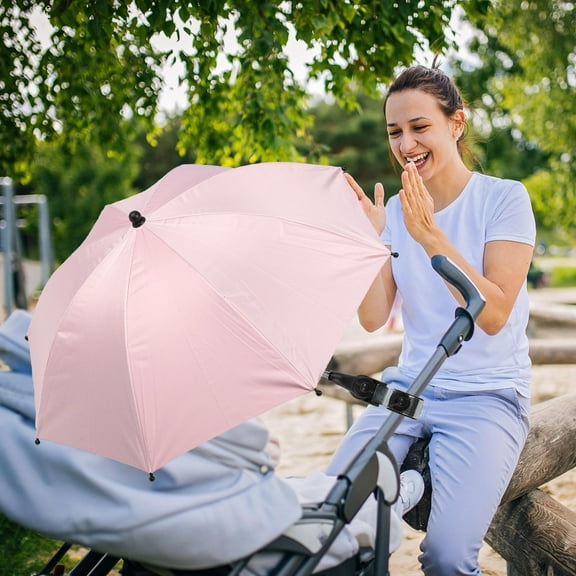 Pretyzoom Baby Pram Parasol Round Sun Shade Fabric Pink 1Set