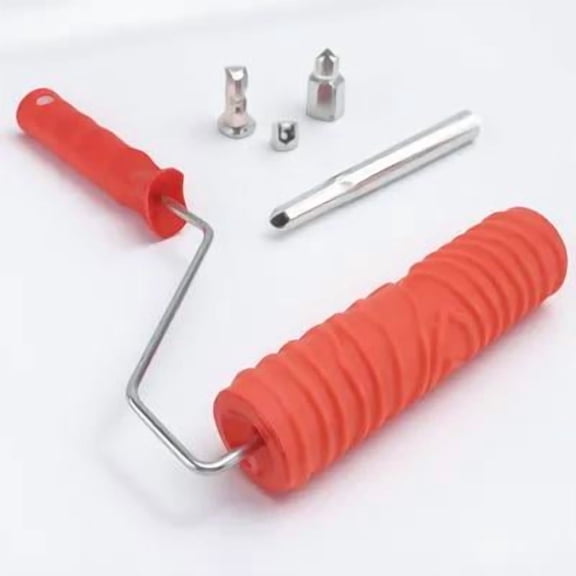 Pretyzoom Decorative Texture Roller Wood Grain Pattern Painting Tool Red for Wall Decoration 1Pcs