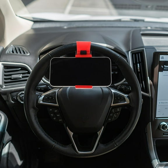 Pretyzoom Universal Red Car Steering Wheel Phone Holder with 360 Degree Rotation