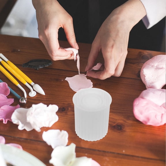Pretyzoom White Silicone Mold for Concrete Flower Pots with Drainage Gardening Use