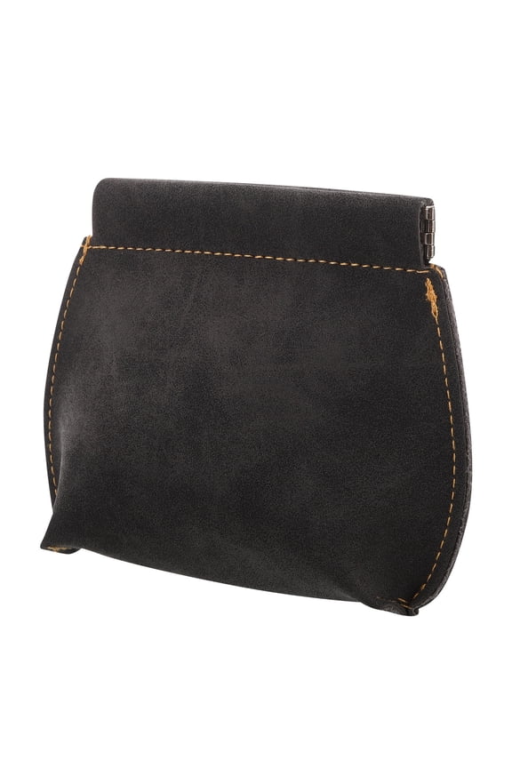 PU Wallet for Men with Automatic Closure Portable Black Vintage Coin Bag