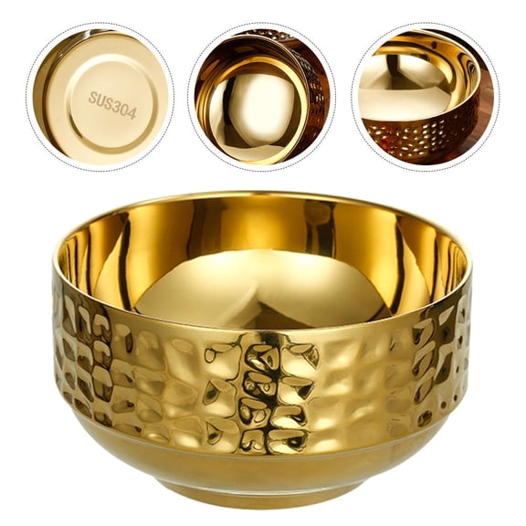 Pretyzoom Multipurpose Golden Stainless Steel Soup Bowl for Home Dining and Meal Prep