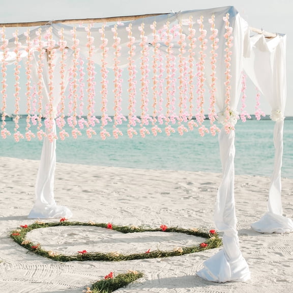 Pretyzoom Realistic Cherry Blossom Vine Silk Flower Wreath for Easy Decoration 2pcs