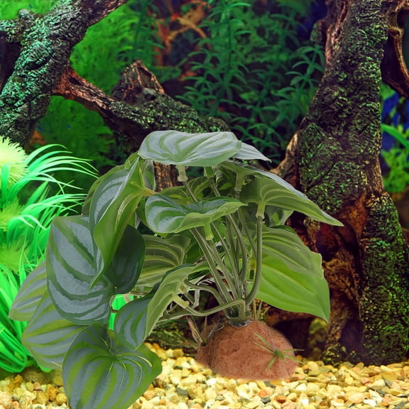 Pretyzoom Artificial Green Reptile Plant, Perfect for Fish Tanks and Terrariums