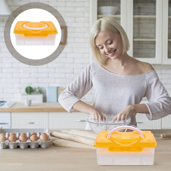 Pretyzoom Plastic Egg Storage Case Orange with Stable Design for Refrigerator and Cabinet