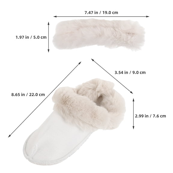 Pretyzoom Washable White Plush Shoe Liners with Removable Furry Inserts for Comfortable Clogs and Home Use
