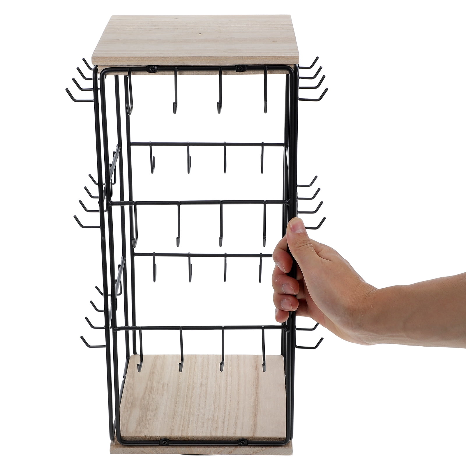 Pretyzoom Rotating Keychain Display In Multi Wood For Retail Stores 1Pack