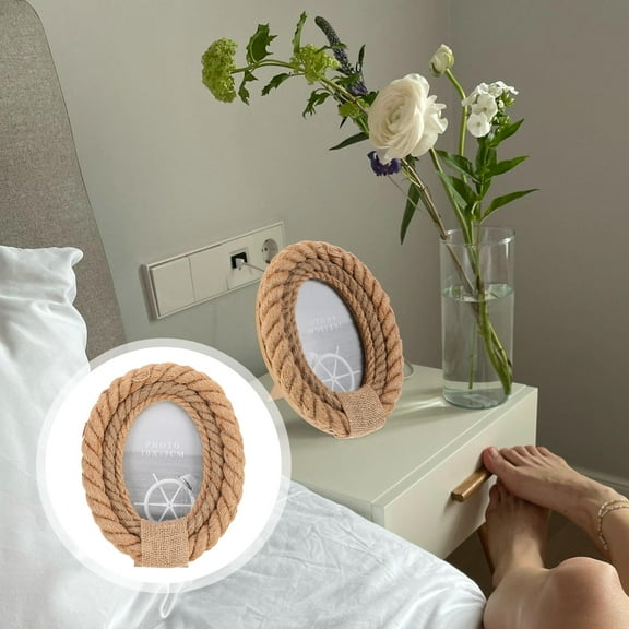 Pretyzoom Rustic Rope Photo Frame Wall Mounted and Tabletop Display for Wedding Family Personal Photos and Artwork Keeps