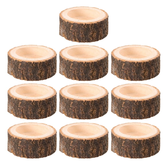 Pretyzoom Rustic Wooden Candle Holder, Elegant, Warm Light, Wedding Centerpieces, 10Pcs