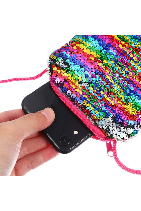 Sequin Bag For Women Glitter Crossbody Change Purse PU 1Set For Daily Use