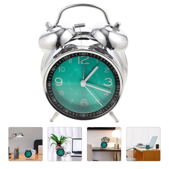 Pretyzoom Silent Alarm Clock for Bedroom in Green Color Made of Iron and Glass with Super Quiet Design 6.5 Inches