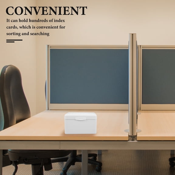 Pretyzoom Portable Office Cards Box Index Card Organizer ABS White Simple 1Pcs